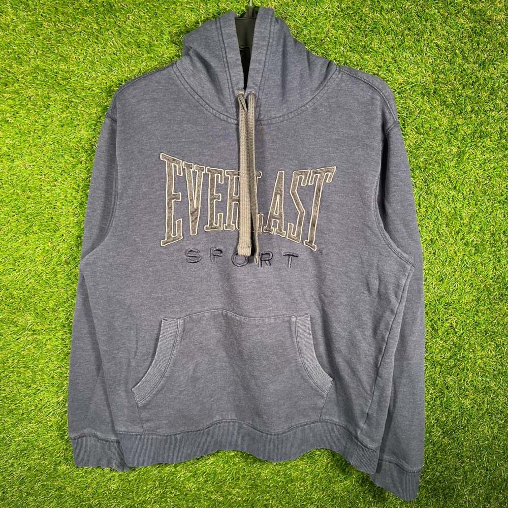 Everlast Sport Mens Large Navy Blue Embroidered Logo Pullover Hoodie Sweatshirt